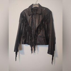 Berman's Men'sGenuine Leather Fringe Motorcycle Jacket Coat
